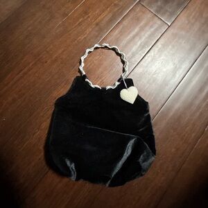 Black Velvet & Faux Pearl Victoria's Secret Purse Handbag
U